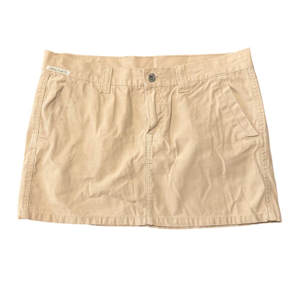 Vintage Lucky Brand Dungarees Tan Cargo Mini Skirt Size 10